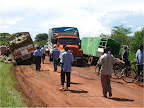 Bogged trucks blocking main road from Lira to Kitgum