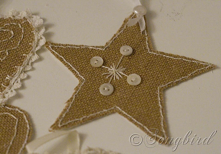 Songbird Burlap Ornaments 5 Songbird Burlap Ornaments 5