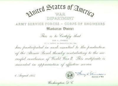 Certificate of Appreciation for Glenn Craddock Certificate of Appreciation for Glenn Craddock