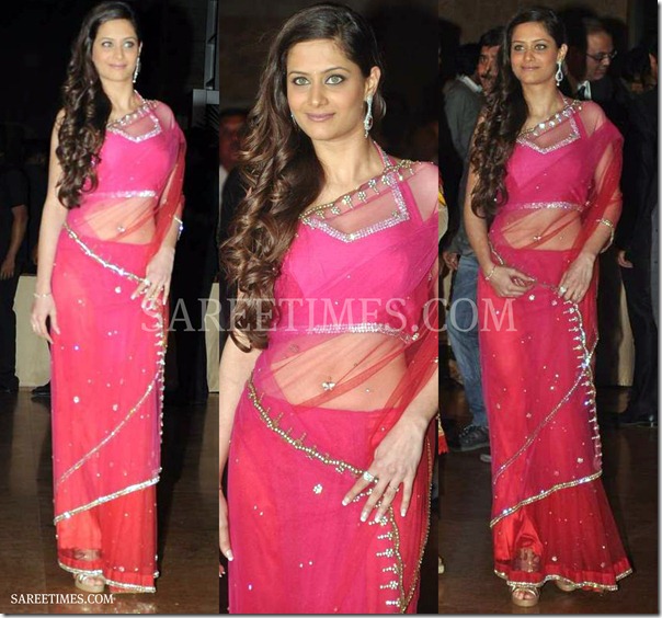 Pink_Shimmer_Faux_Saree