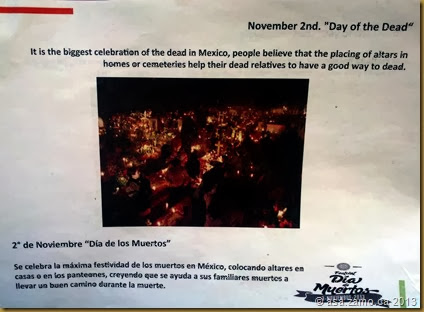 Dia de Muertos or Day of the Dead is the biggest celebration of the dead in Mexico, people believe that the placing of altars in homes or cemeteries help their dead relatives to have a good way to dead