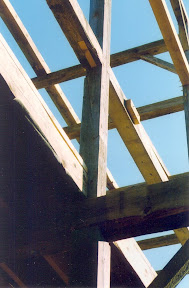 Free tenon in girt. Below the free tenon is an orignal scarf joint to the bottom of the post.