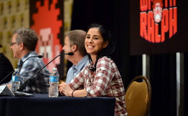 SAN DIEGO, CA - JULY 12:  (L-R) Director Rich Moore, producer Clark Spencer, and actress Sarah Silverman speak at the "Wreck-It Ralph" interviews during Comic-Con International 2012 at Hilton Bayfront Hotel on July 12, 2012 in San Diego, California.  (Photo by Alberto E. Rodriguez/WireImage)
