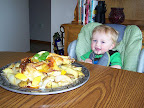 Becky's Sous Chef and Son Ethan Checking Out Mom's Beautiful Dish