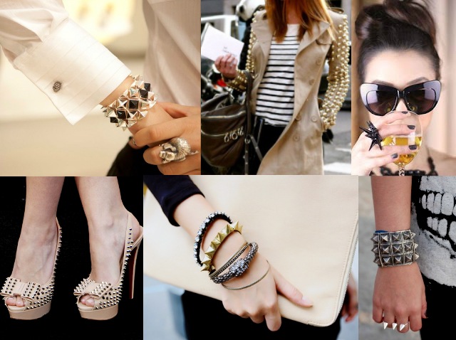 Moda spike nas pulseiras, braceletes, anéis e vários outros acessórios. SPIKES pulseiras bracelete acessorios