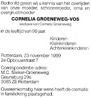 Groeneweg-Vos, Cornelia Overlijdensadvertentie 23-11-1999