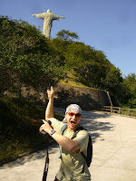 Golly gosh! We're nearly there! Note the obligatory travel bandana (a Buff) and Camelbak.