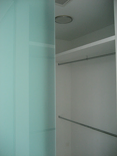 That shelf above the rods was not big enough.