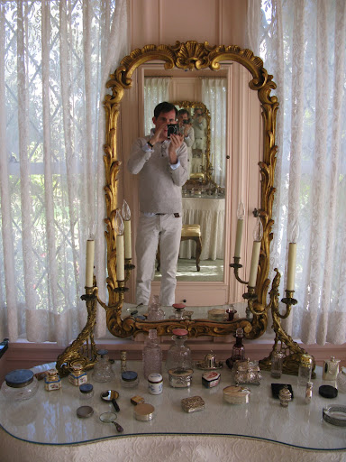 A detail of Mrs. Robinson's vanity. That's me in the reflection.