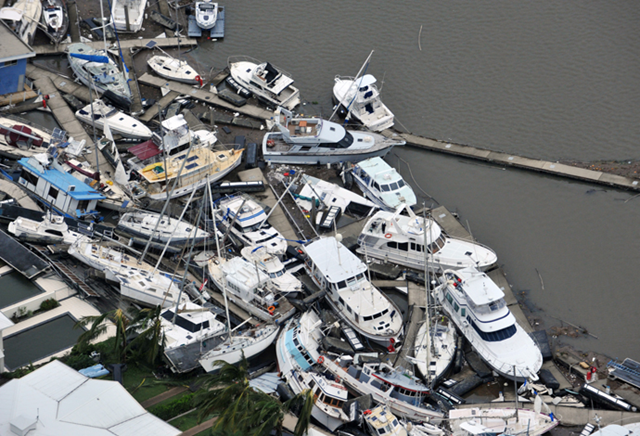 FLOTSAM AND JETSAM: Boats at Port Hinchinbrook, Queensland, Australia are piled up like toys in the wake of Cyclone Yasi. AAP