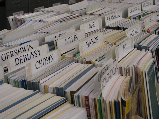 Hoover still offers a wide range of print music. (Photo credit: Rebekah Clark)