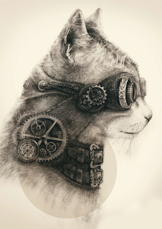 steampunk kitty via gaksdesigns steampunk kitty via gaksdesigns
