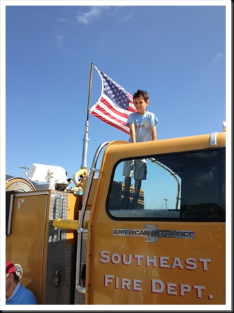 sean on fire truck