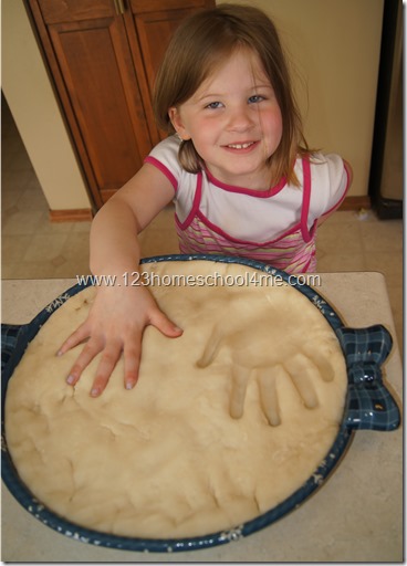 Press child hands in mold Press child hands in mold