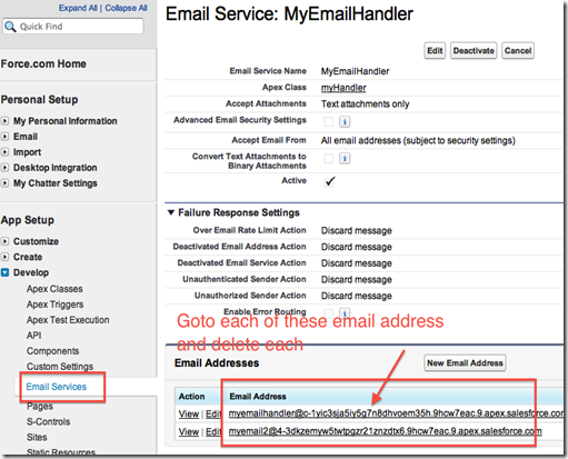 Email Service, addresses related list