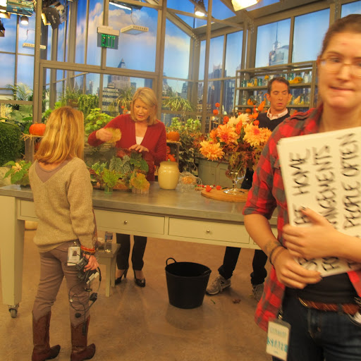 I love that this image captures us in-between takes; cue cards and direction from Barbara are indispensable when filming live!