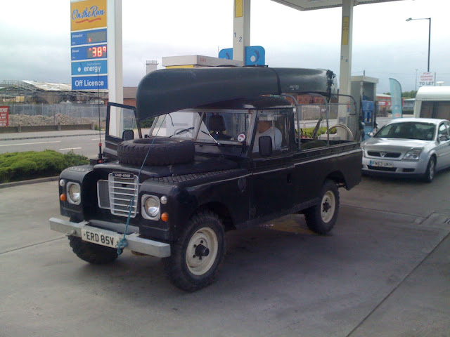The Land Rover loaded up for the trip.