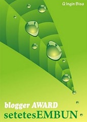 Award dari Andisyam Blogger Award Setetes Embun