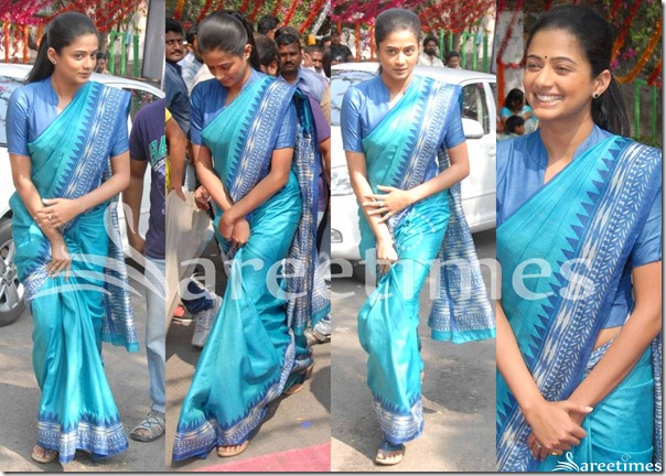 Priyamani_Blue_Silk_Saree