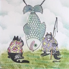 kliban cat trifold card fishntales panel3