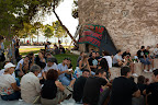 Young people from the "squares movement" gathered at the White Tower, center of Thessaloniki, one of several muster points around the city.