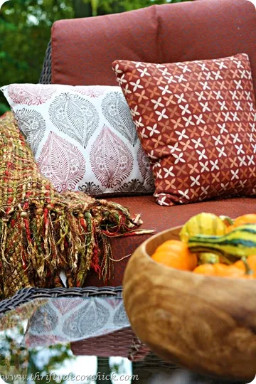 fall placemat pillows outside