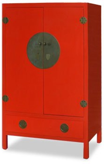 Cabinets Doors on Ming Style Tv Armoire In Luscious Bright Red Behind The Doors