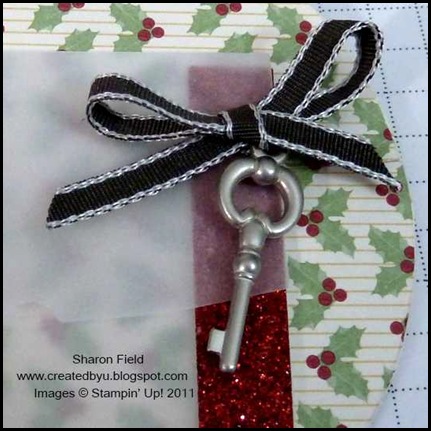 Santas_Magic_Key, Ornament_Card, round_Tab_Punch, Holiday_mini, New_Product, DSP, Sharon_Field, Holly_Berry_Bouquet, santas_Magic_Key_Poem, tutorial, Quilted_Satin_Ribbon, Simply_Scored, Createdyu_Blogspot, Online_Shopping, Red_Glimmer_Paper