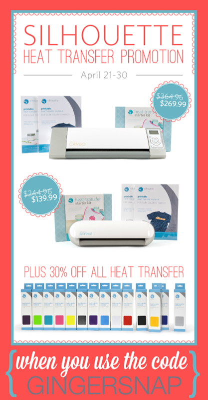 Silhouette Heat Transfer Promotion at SilhouetteAmerica.com use code GINGERSNAP at checkout #SilhouetteCAMEO #SilhouettePortrait #spon 