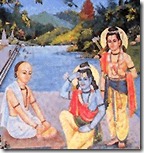 Tulsidas meeting Rama and Lakshmana in Chitrakuta