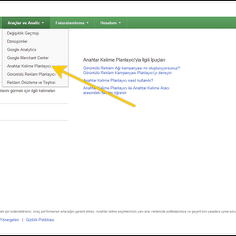 Google AdWords Anahtar Kelime Planlayıcı Kullanımı