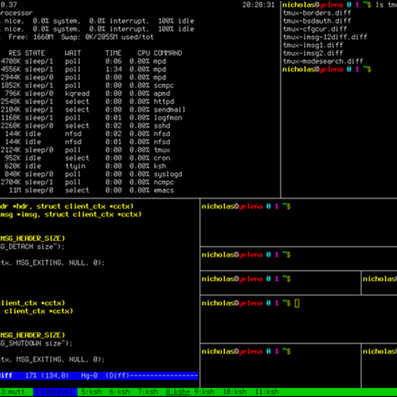 Tmux is a software application that can be used to multiplex several virtual consoles.