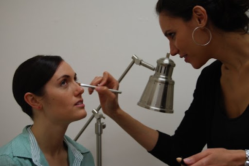 Suzette doing my make-up.