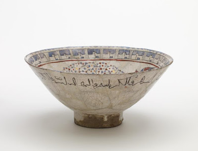 Bowl | Origin:  Iran | Period: 13th century and later | Details:  Not Available | Type: Stone-paste with underglaze and overglaze decoration | Size: H: 7.9  W: 18.0  cm | Museum Code: F1925.5 | Photograph and description taken from Freer and the Sackler (Smithsonian) Museums.
