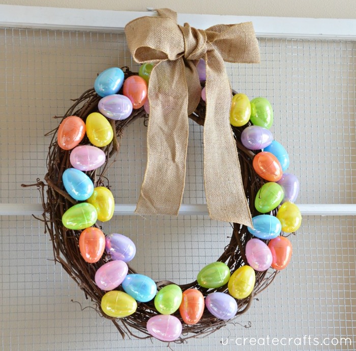 Plastic Easter Egg Wreath Tutorial by UCreate