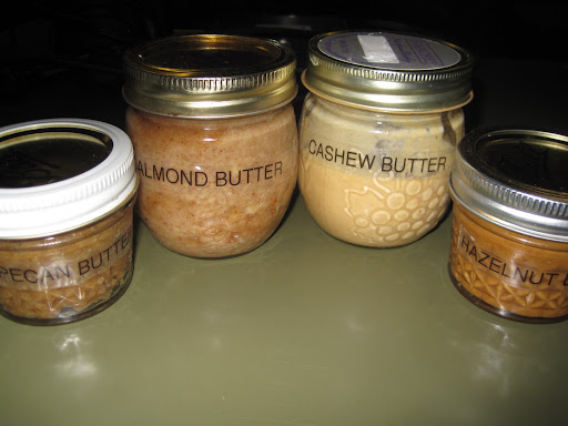 Four homemade nut butters. Four homemade nut butters.