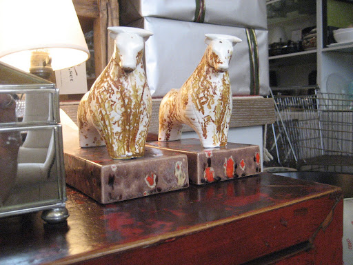 I love the painterly style of these clay cattle bookends.
