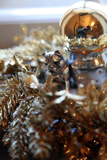 Look closely! There's another dog hiding in these decorations.