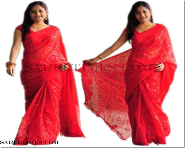Madhavi_Latha_Red_Saree