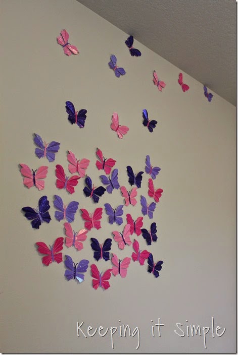 Little girl's room idea glitter paper butterflies (4)