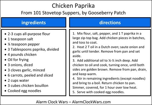 chicken paprika recipe card