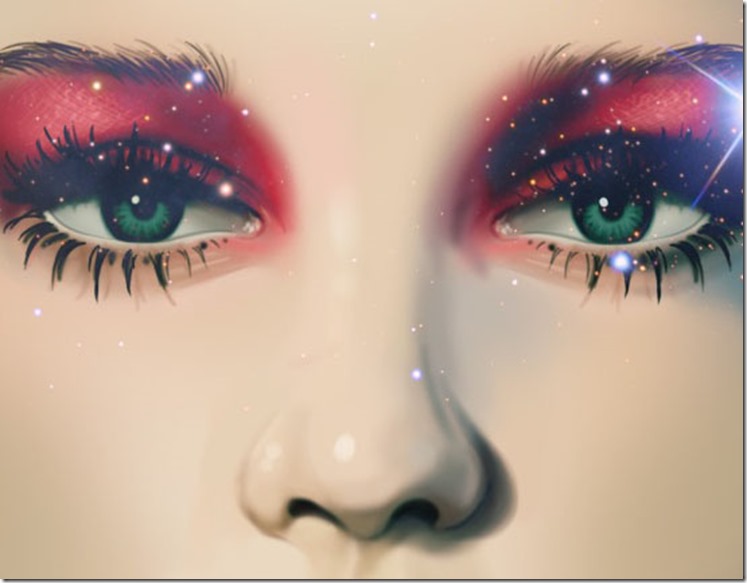 Иллюзии  (Illusions) от фотографа Ксения Лозицкая (DiscoRat),яркий макияж глаз в красных тонах,красивый макияж глаз ,красные тени для век,гламурная ретуш