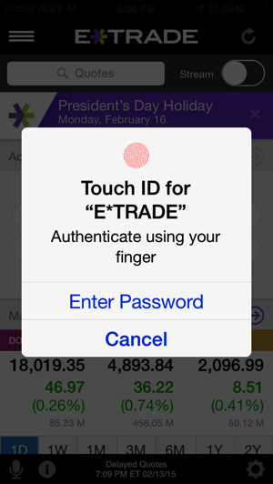 Touch ID E*TRADE sign-in