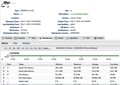 Screenshot of platform details in RHQ