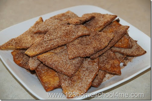 Delicious cinnamon tortilla chips ready to eat Delicious cinnamon tortilla chips ready to eat