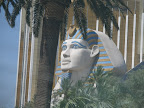 A large sphynx outside the Luxor.