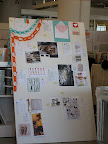 A later incarnation of our board, this time with actual vellum chains and sequin samples attached.