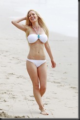 EXCLUSIVE: Heidi Montag takes to the beach of Santa Barbara and looks stunning in a tiny white bikini