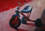 Driewieler - 24 x 30 cm - olieverf op paneel