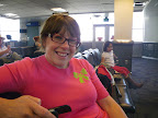Angie sits at SLC airport waiting to fly to SEA. Thursday, Aug. 27, 2009